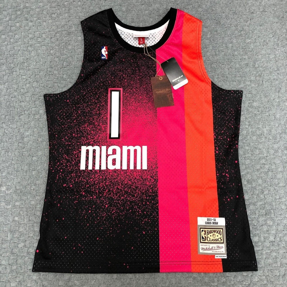 Miami Heat Basketball Jersey Mens Large Black Pink NBA Basketball Chris Bosh